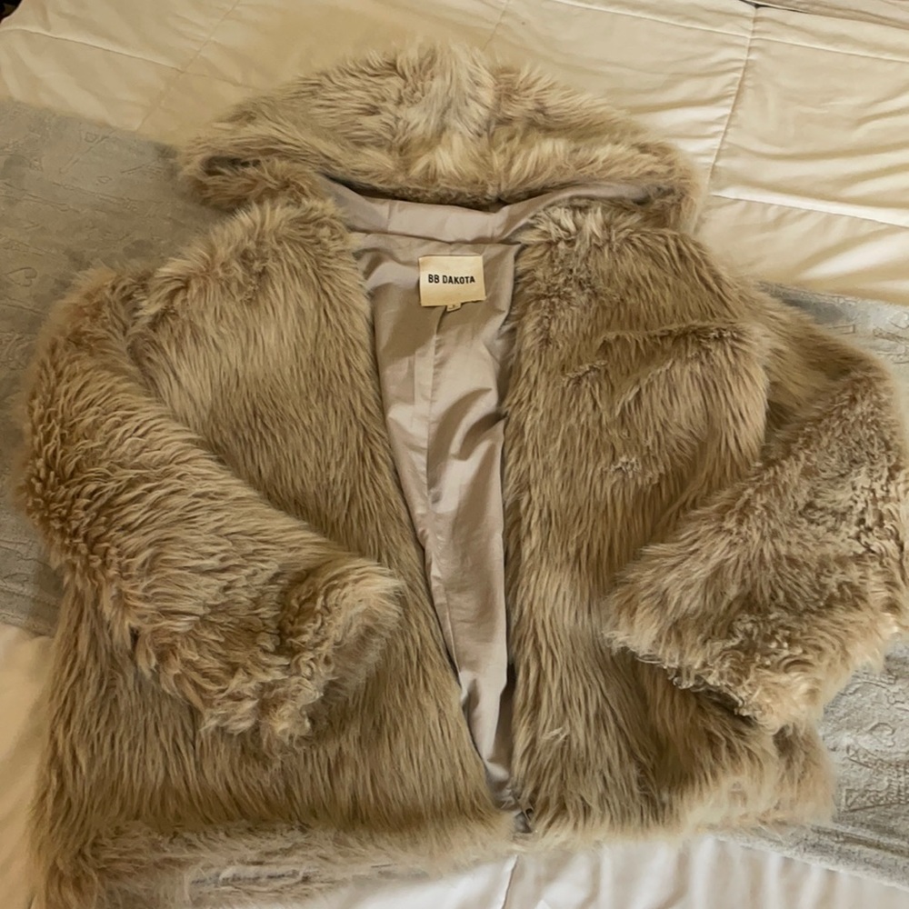 BB Dakota Cozy Faux Fur Hooded Zip Up Jacket